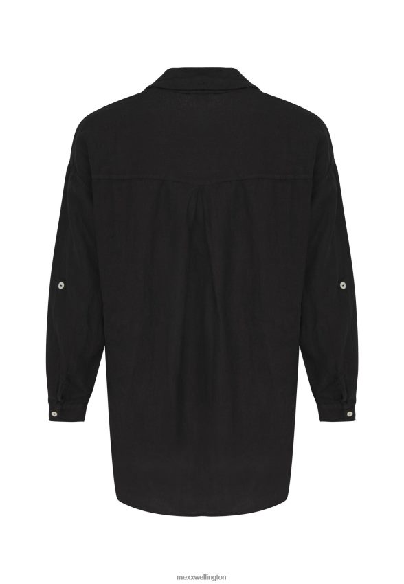 Women Mexx Schwarz Button Through Blouse Black 2B480T117