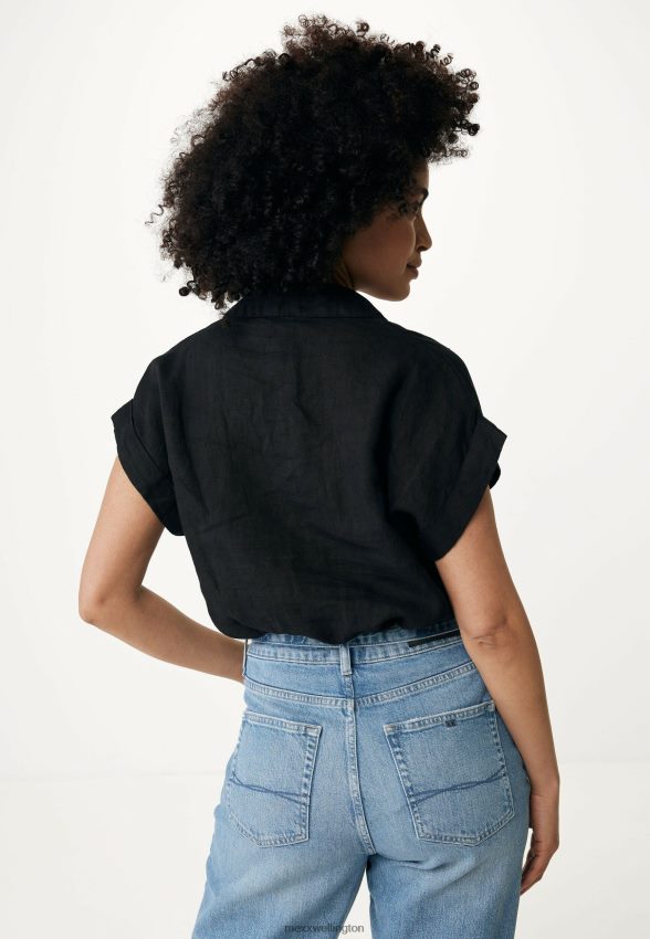 Women Mexx Schwarz Short Sleeve Blouse Black 2B480T38