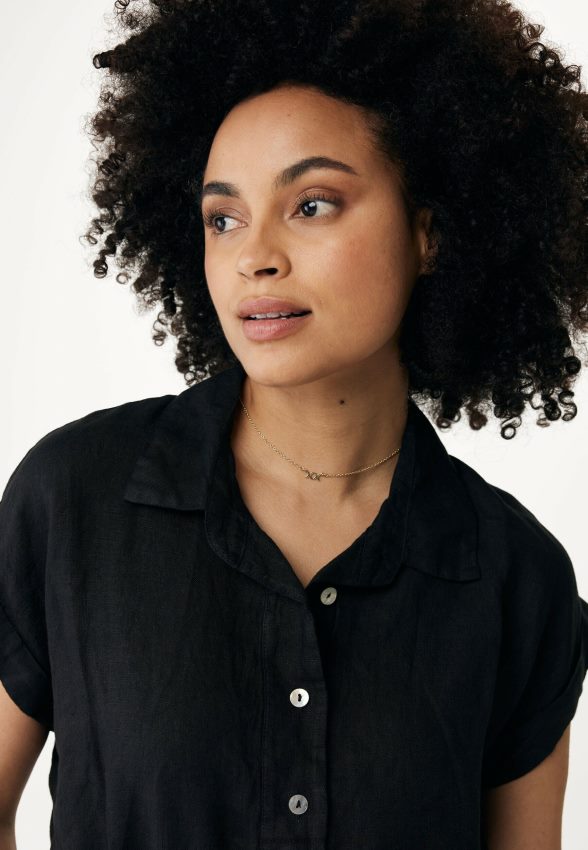 Women Mexx Schwarz Short Sleeve Blouse Black 2B480T38