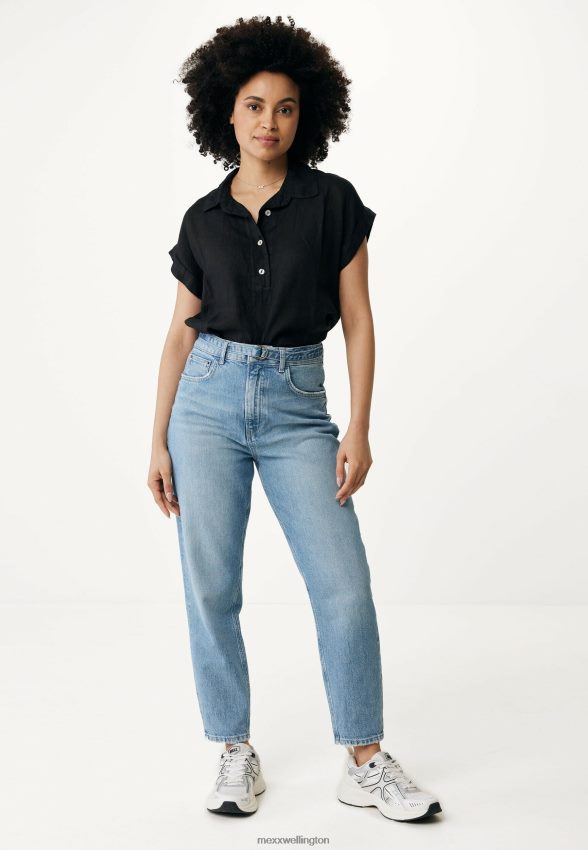 Women Mexx Schwarz Short Sleeve Blouse Black 2B480T38