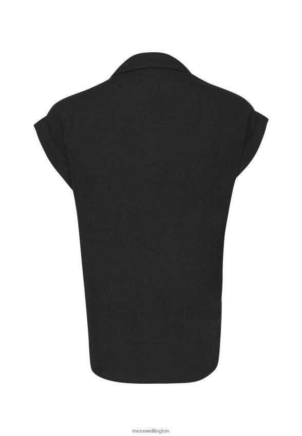 Women Mexx Schwarz Short Sleeve Blouse Black 2B480T38