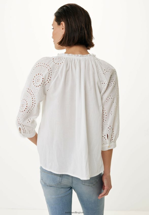Women Mexx White Blouse Broidery Sleeves 2B480T67