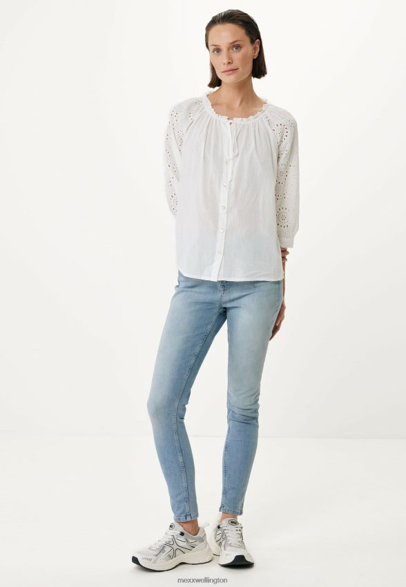 Women Mexx White Blouse Broidery Sleeves 2B480T67