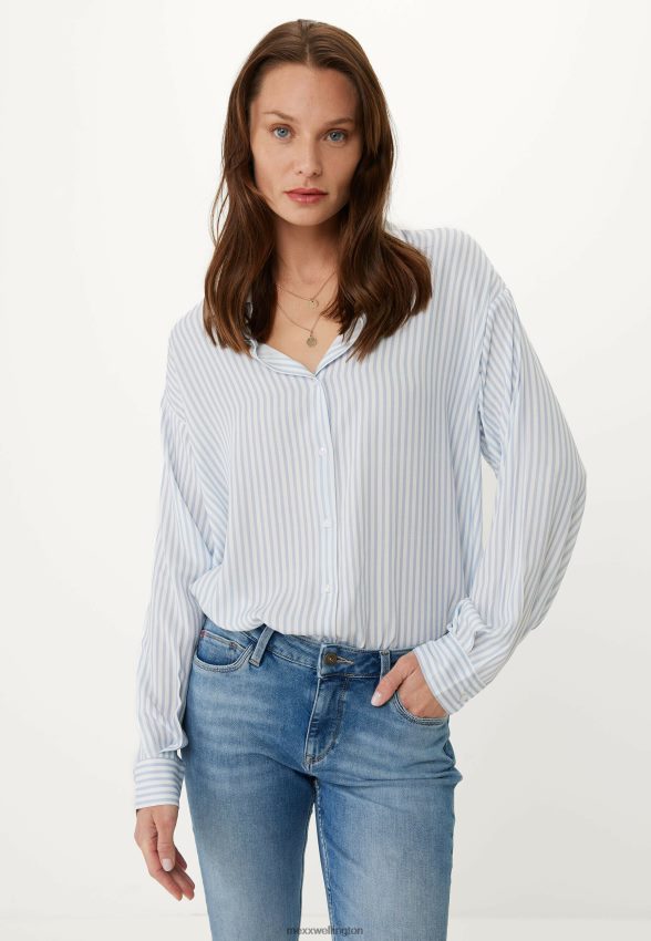 Women Mexx White Long Sleeve Striped Blouse 2B480T128