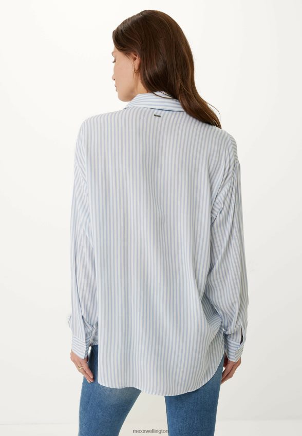 Women Mexx White Long Sleeve Striped Blouse 2B480T128