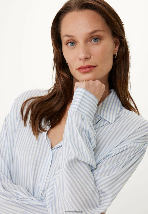 Women Mexx White Long Sleeve Striped Blouse 2B480T128