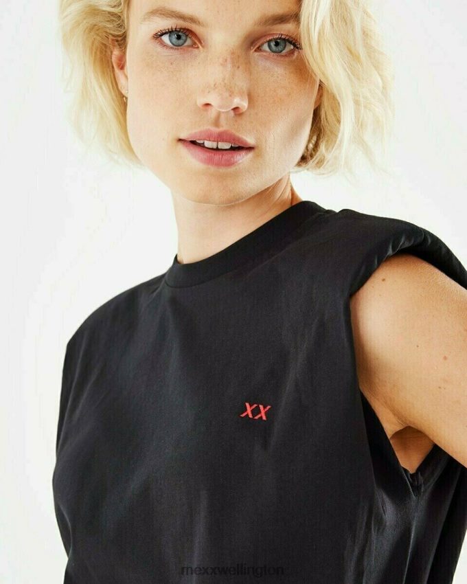Women Mexx Schwarz Top Shoulderpad Black 2B480T211