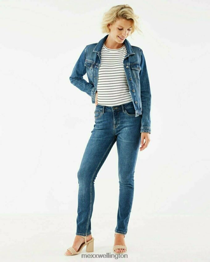 Women Mexx White Striped Top Blue 2B480T188