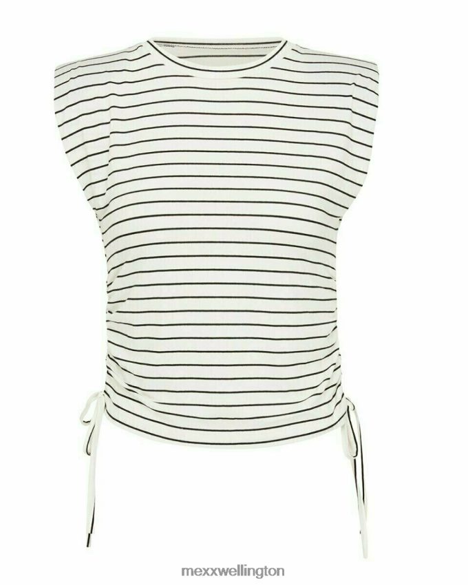 Women Mexx White Striped Top Blue 2B480T188