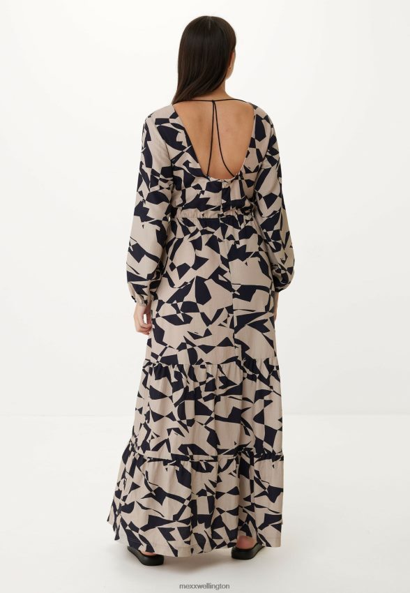 Women Mexx Beige Long Sleeve V-neck Dress 2B480T65