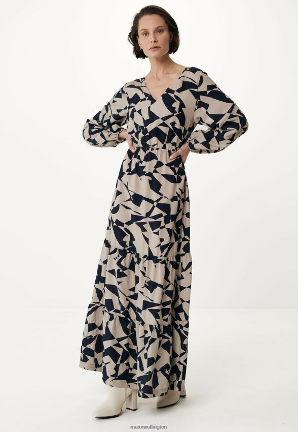 Women Mexx Beige Long Sleeve V-neck Dress 2B480T65