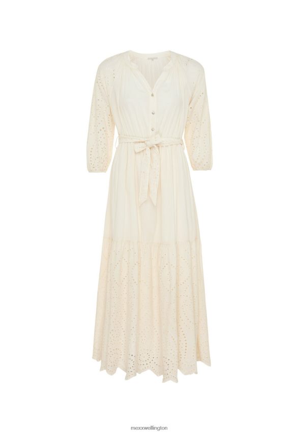 Women Mexx Beige Maxi Dress Broidery Off White 2B480T22