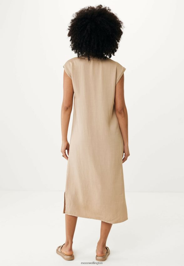 Women Mexx Beige Sleeveless V-neck Dress Sand 2B480T9