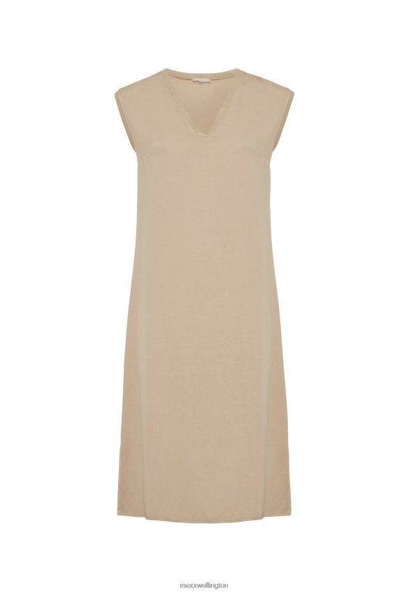 Women Mexx Beige Sleeveless V-neck Dress Sand 2B480T9