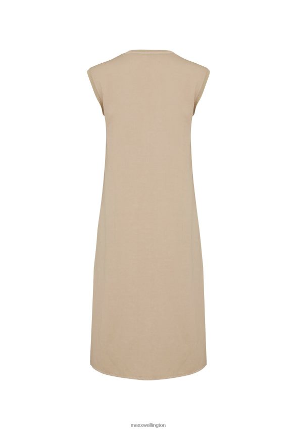 Women Mexx Beige Sleeveless V-neck Dress Sand 2B480T9