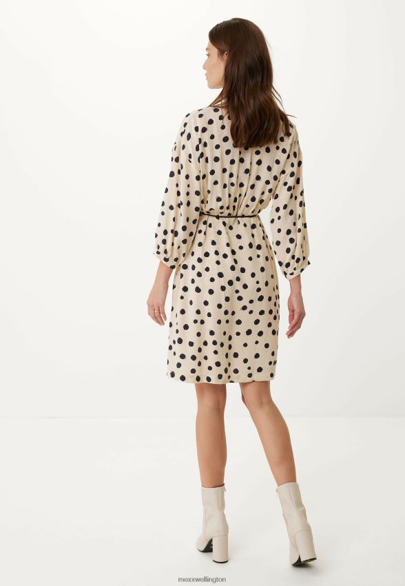 Women Mexx Beige Wrap Dress Print Light Sand 2B480T1