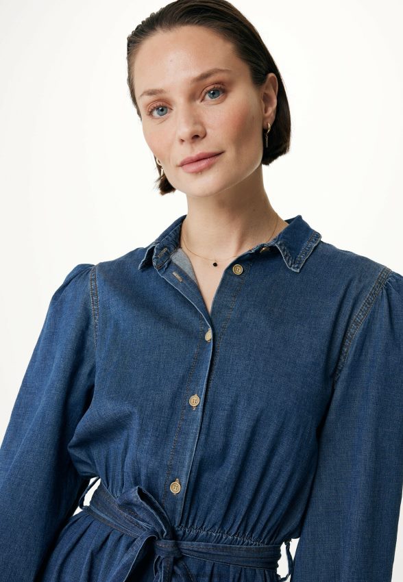 Women Mexx Blue Flared T-shirt Dress Denim 2B480T93