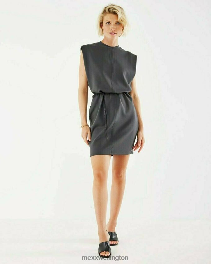 Women Mexx Grey Jersey Rib Dress Dark 2B480T168