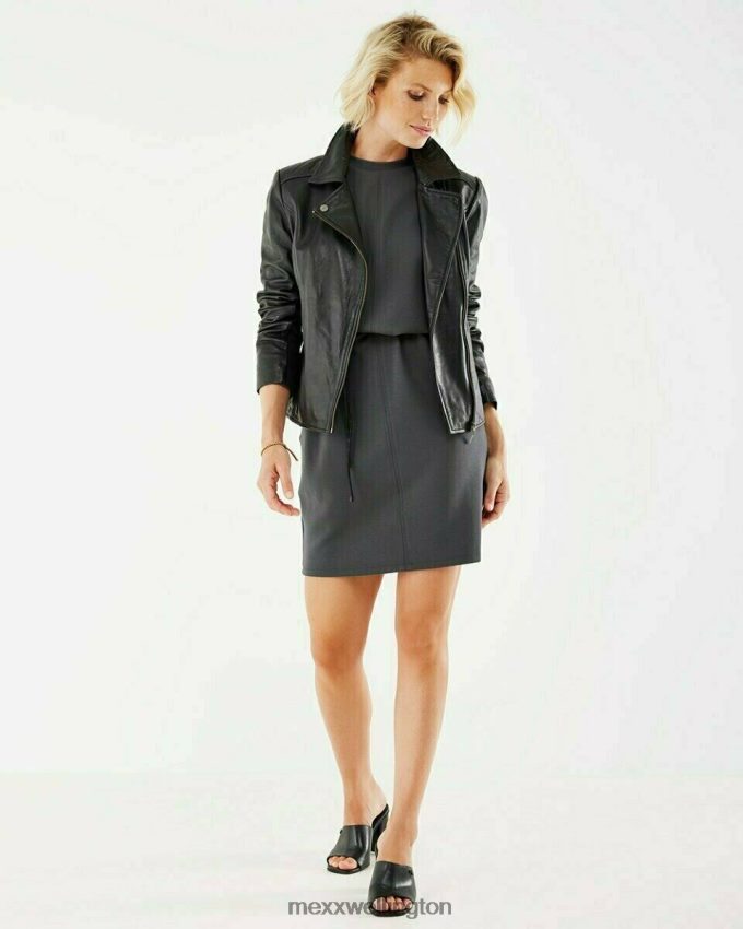 Women Mexx Grey Jersey Rib Dress Dark 2B480T168