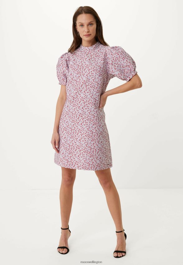 Women Mexx Multicolor Jacquard Puff Sleeve Dress Pink 2B480T12