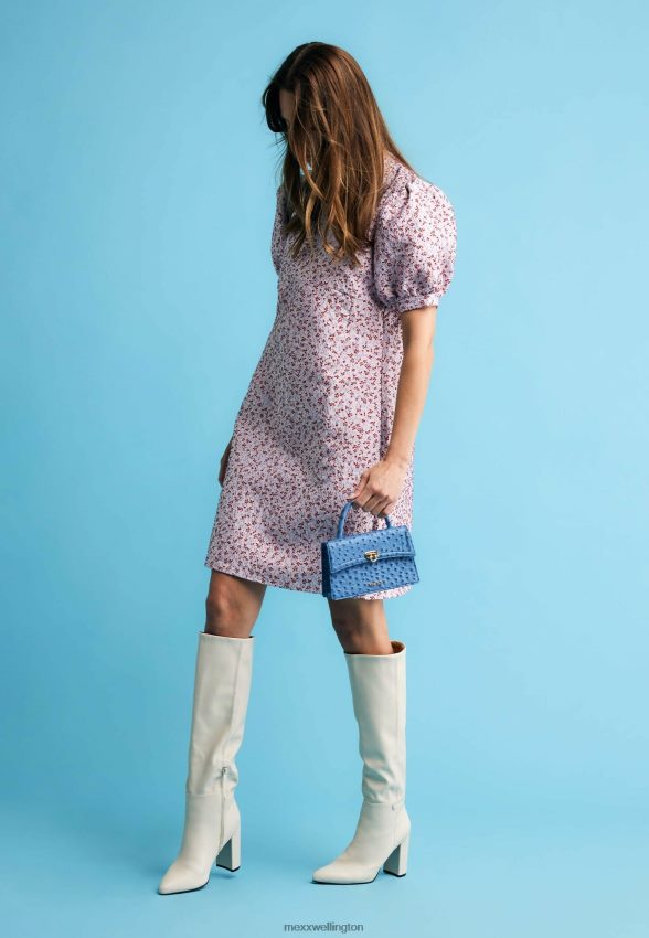 Women Mexx Multicolor Jacquard Puff Sleeve Dress Pink 2B480T12