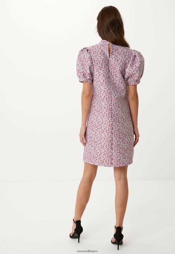 Women Mexx Multicolor Jacquard Puff Sleeve Dress Pink 2B480T12