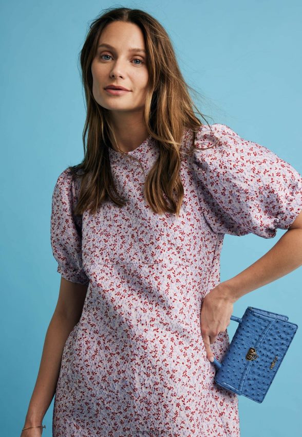 Women Mexx Multicolor Jacquard Puff Sleeve Dress Pink 2B480T12