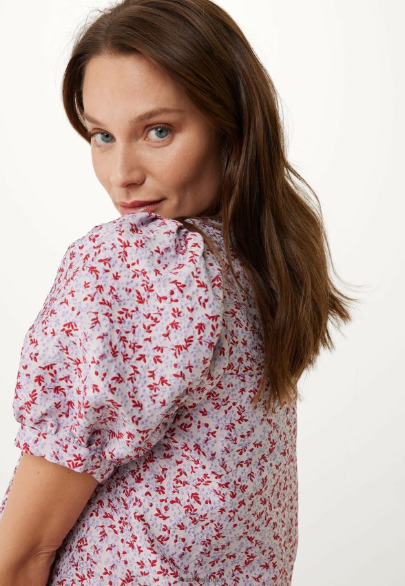 Women Mexx Multicolor Jacquard Puff Sleeve Dress Pink 2B480T12