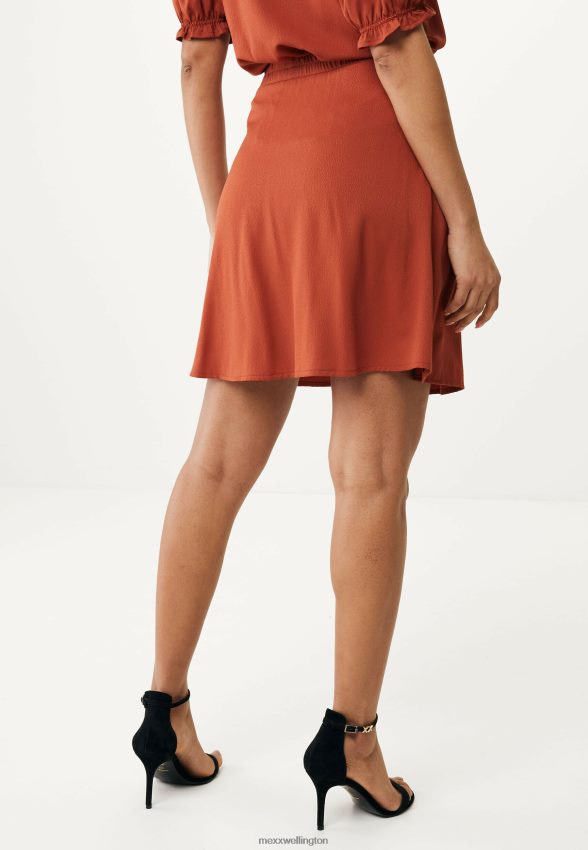 Women Mexx Orange Short Skirt Pleats Brick 2B480T79