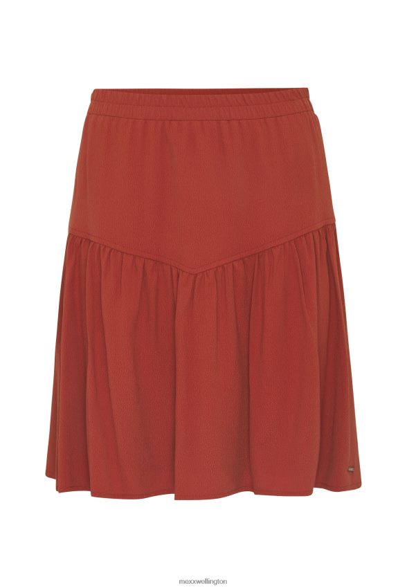 Women Mexx Orange Short Skirt Pleats Brick 2B480T79
