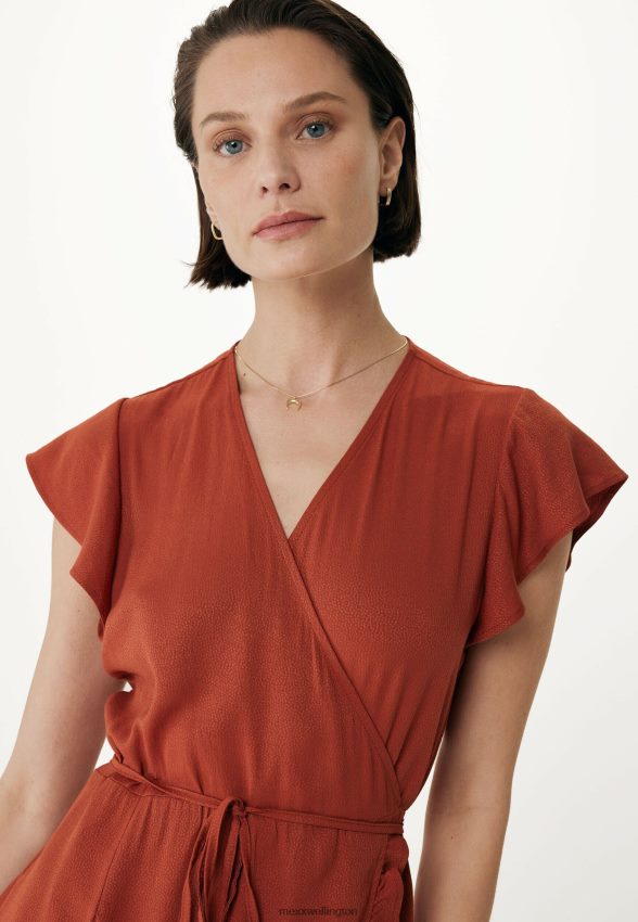 Women Mexx Orange Wrap Dress Brick 2B480T71