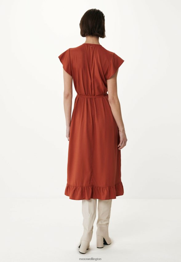 Women Mexx Orange Wrap Dress Brick 2B480T71