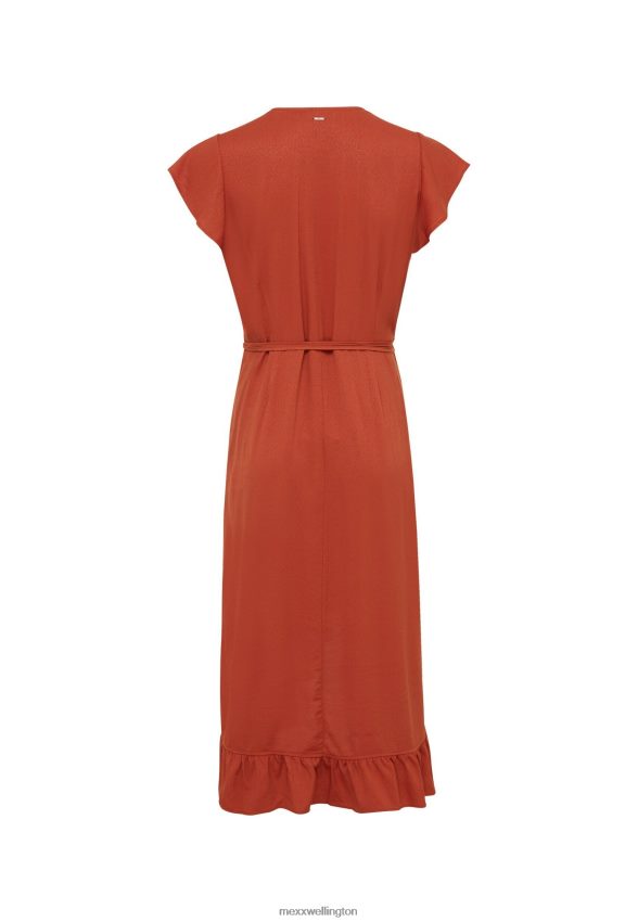 Women Mexx Orange Wrap Dress Brick 2B480T71