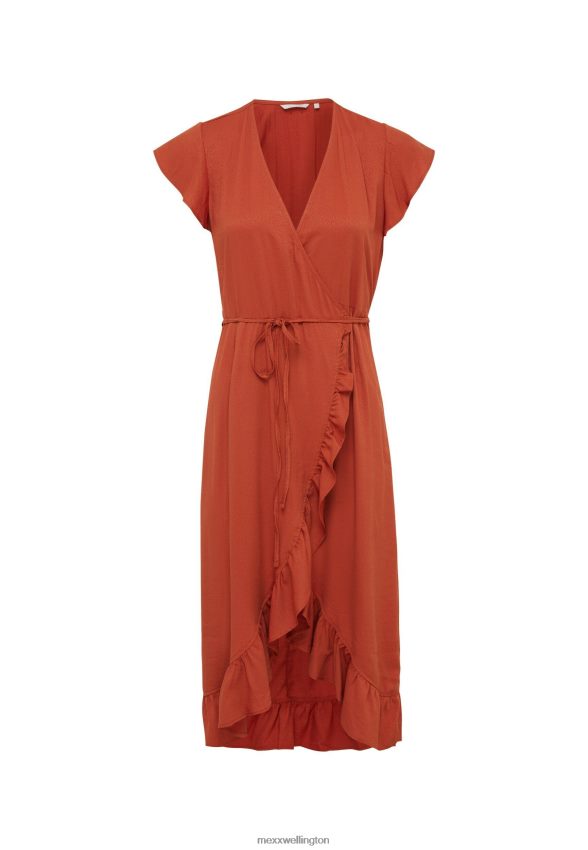 Women Mexx Orange Wrap Dress Brick 2B480T71