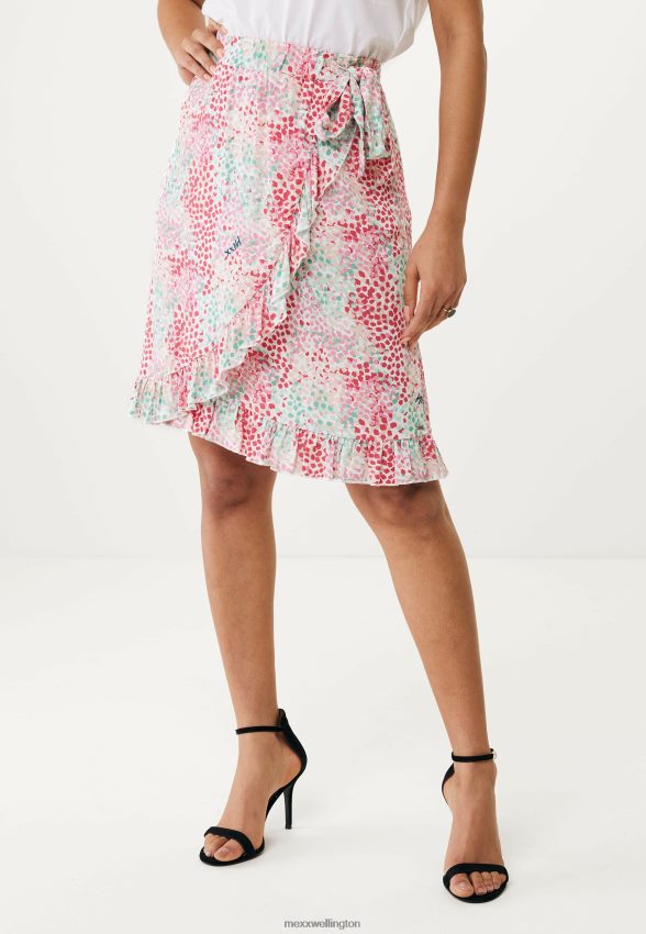 Women Mexx Pink Printed Wrap Skirt Aqua Green 2B480T24