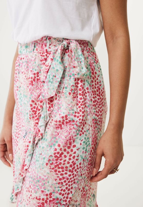 Women Mexx Pink Printed Wrap Skirt Aqua Green 2B480T24