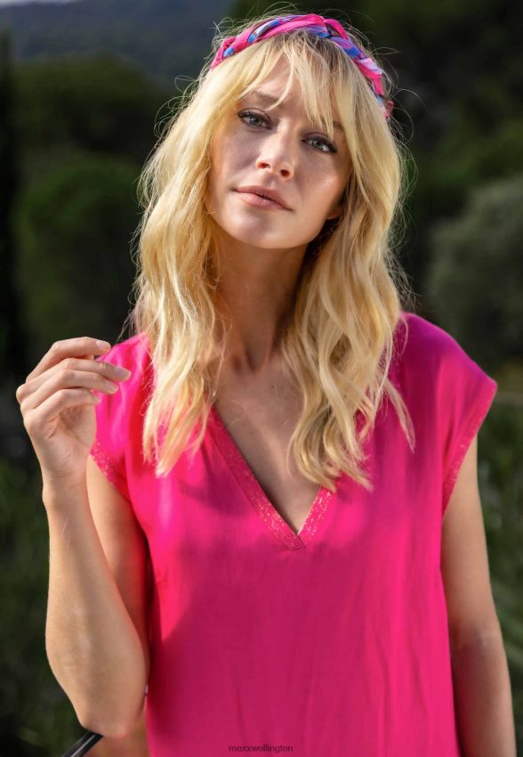 Women Mexx Pink Sleeveless V-neck Dress Hot 2B480T16