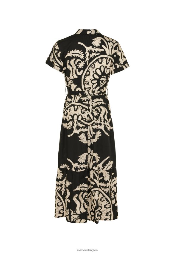 Women Mexx Schwarz Flared Dress Print Black 2B480T11