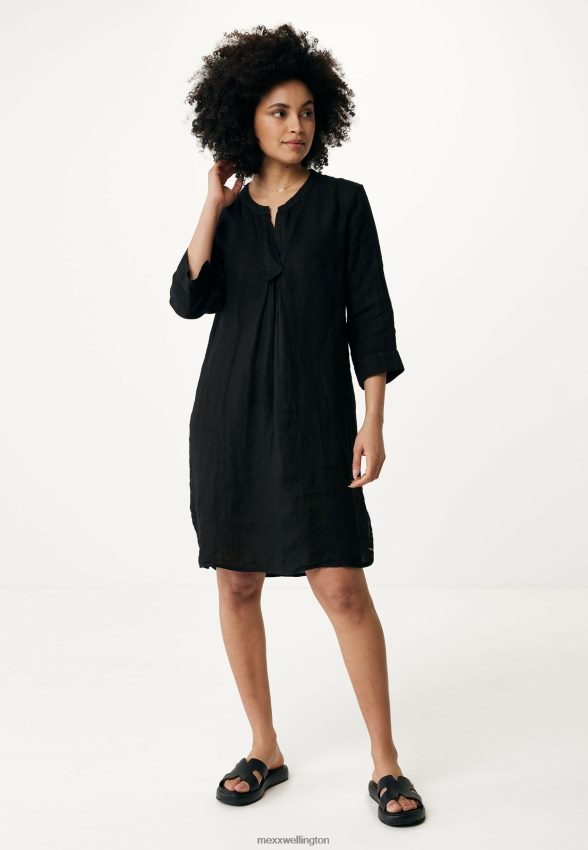 Women Mexx Schwarz Linen Dress Black 2B480T39
