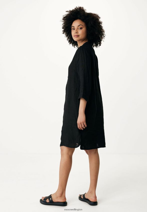 Women Mexx Schwarz Linen Dress Black 2B480T39