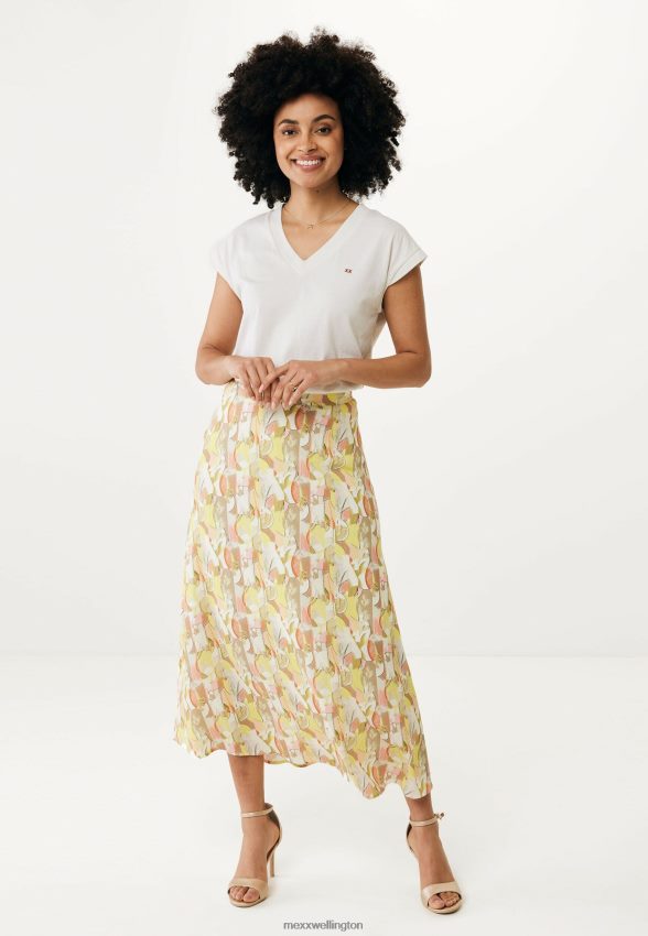 Women Mexx Yellow Skirt Gathered Print Lime 2B480T75