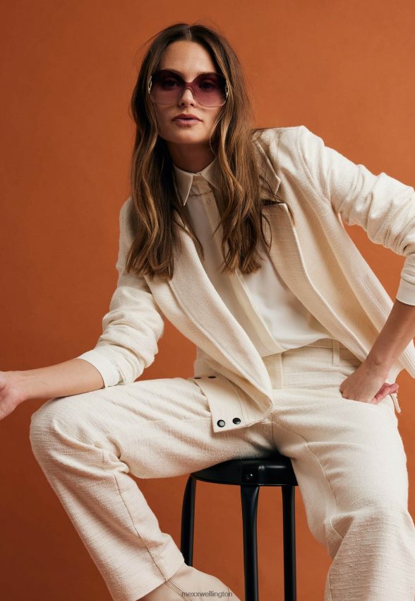 Women Mexx Beige Bomber Jacket Cream White 2B480T44