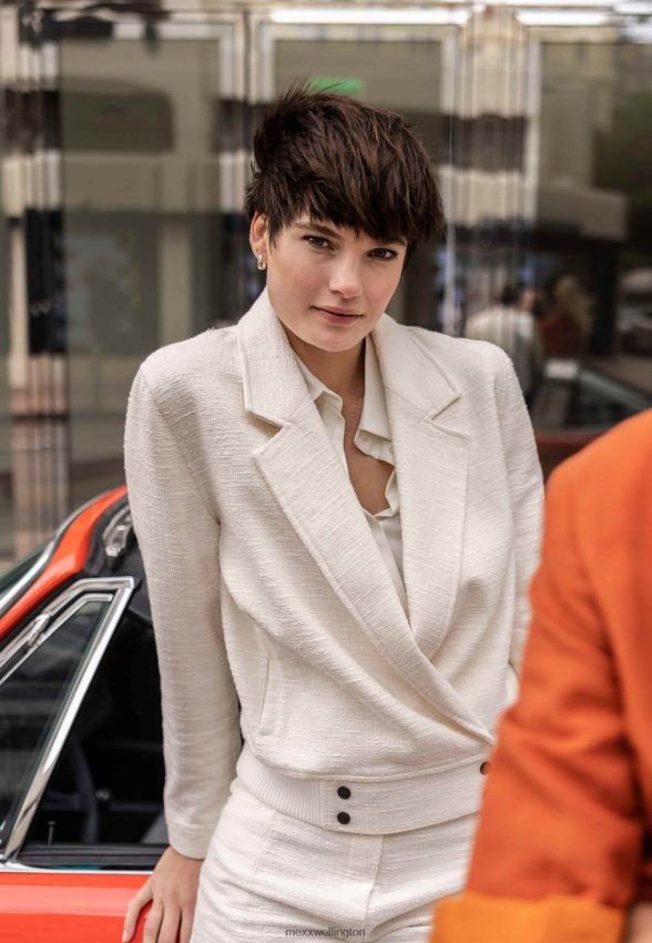 Women Mexx Beige Bomber Jacket Cream White 2B480T44