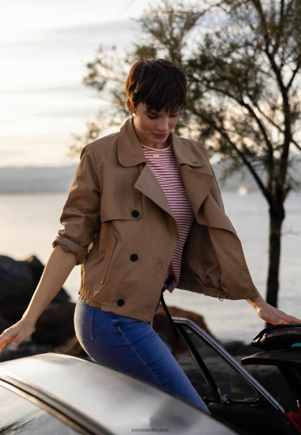 Women Mexx Brown Short Trenchcoat Oversized Dark Sand 2B480T40