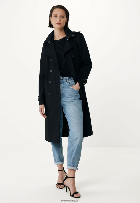 Women Mexx Schwarz Double Breasted Trenchcoat Black 2B480T95