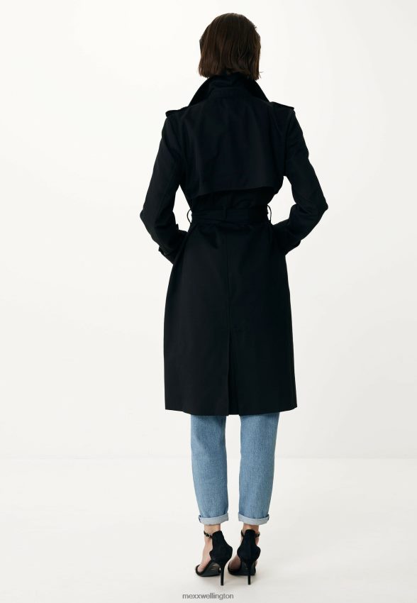 Women Mexx Schwarz Double Breasted Trenchcoat Black 2B480T95
