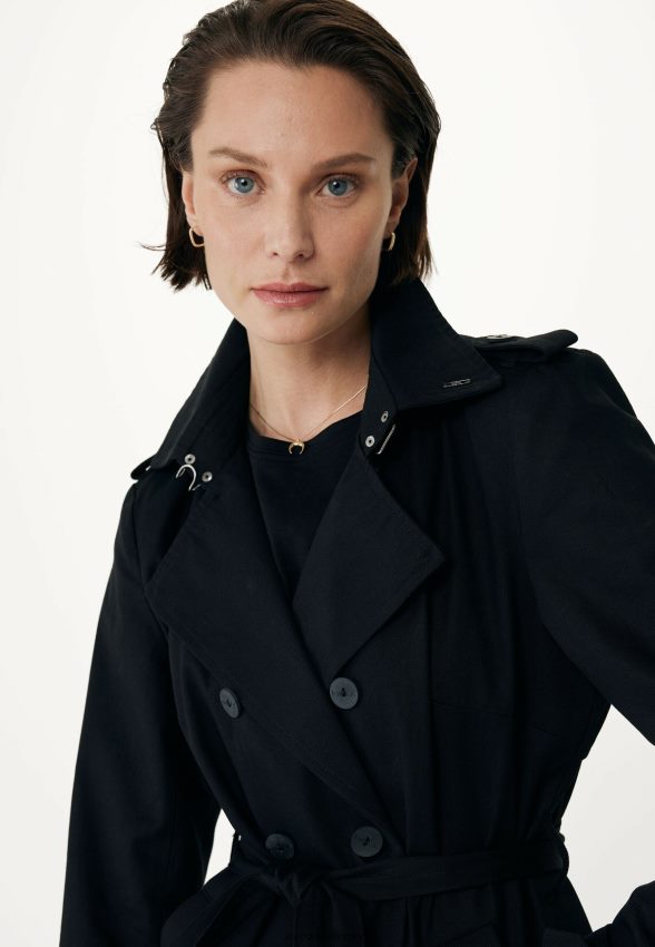 Women Mexx Schwarz Double Breasted Trenchcoat Black 2B480T95