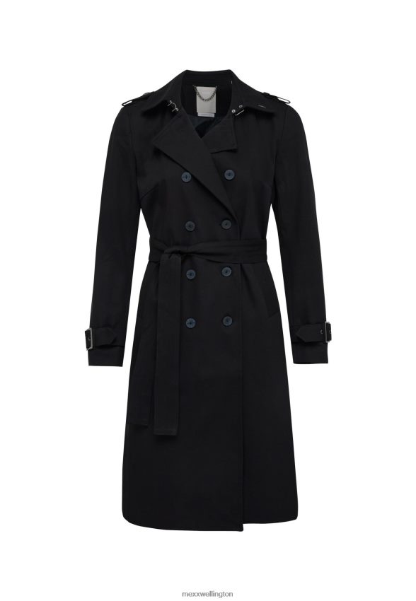 Women Mexx Schwarz Double Breasted Trenchcoat Black 2B480T95