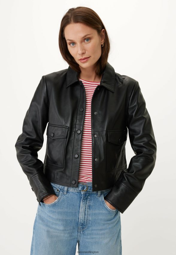 Women Mexx Schwarz Leather Jacket Black 2B480T94