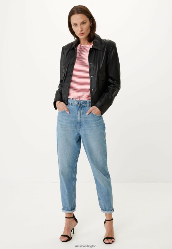 Women Mexx Schwarz Leather Jacket Black 2B480T94